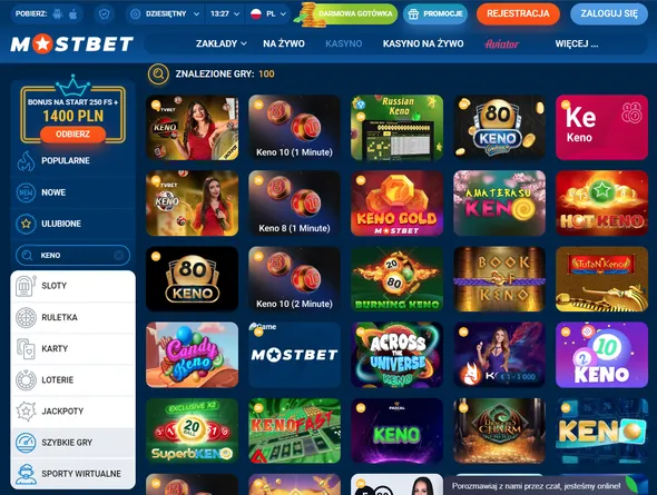 Popularne gry Lotto Mostbet